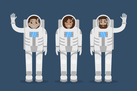 Astronaut team. Flat style vector illustration.のイラスト素材