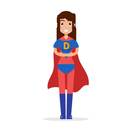 Daughter superheroes. Super Girl character. Vector illustration.のイラスト素材