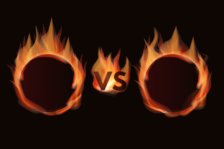Versus screen with frames fire. VS screen flamingのイラスト素材