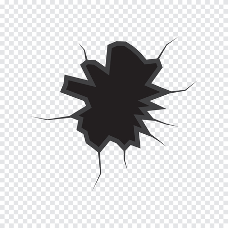 Earth Crack vector, rip through on white transparent background.のイラスト素材
