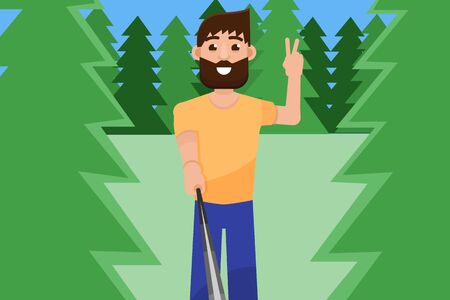 Online stream channel.  Vlogger, video streaming. Vector illustration in a flat style.のイラスト素材