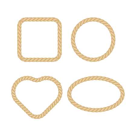 Set of rope frame in marine style. Vector illustration.のイラスト素材