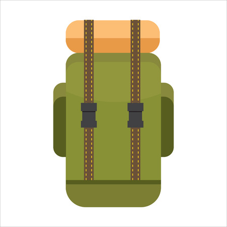Tourist backpack or hike bags, knapsacks icon. Vector illustration, flat design.のイラスト素材