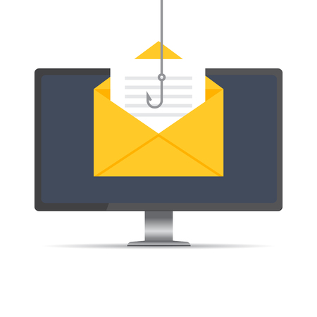 Data phishing, hacking online scam on computer Desktop concept vectorのイラスト素材