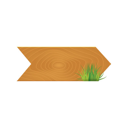 Wooden blank board signs spring time with grass. Vector illustration.のイラスト素材