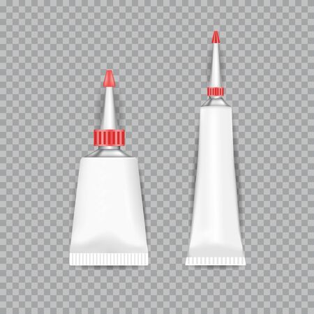 Realistic  White Tubes Glue isolated on transparent background. Vector illustration.のイラスト素材