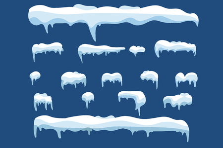 Snow ice icicle cap covering set. Vector illustration.のイラスト素材