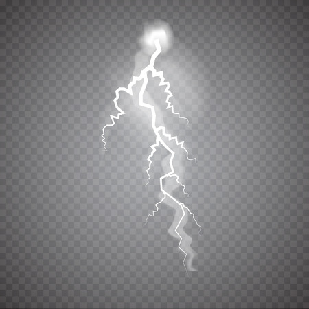 Realistic thunderstorm Lightning, effect of electrical discharge. Vector Illustrationのイラスト素材