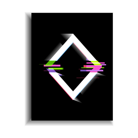 Glitch effect  frame banner, modern style design elements. Vector illustration のイラスト素材
