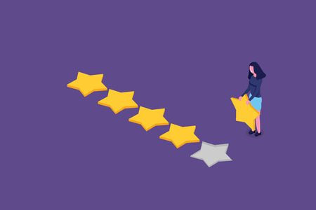 Customer review, Usability Evaluation,  Feedback,  Rating system isometric concept. Vector illustrationのイラスト素材