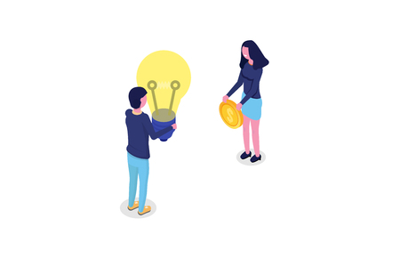 Crowdfunding isometric concept  with people. Vector illustration.のイラスト素材
