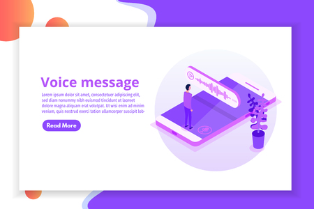 Voice Messages Isometric, event notification. Vector illustrationのイラスト素材