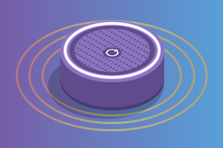 Smart assistant Speaker, Voice control isometric concept. Vector illustrationのイラスト素材