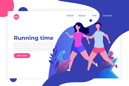 Fitness, Healthy lifestyle landing page template. Losing weight concept. Design for website and mobile websiteのイラスト素材
