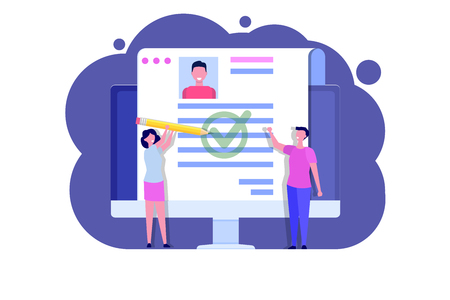 Recruitment, Job search concept, landing page template. Use for presentation, social media, cards, web banner. Vector illustrationのイラスト素材