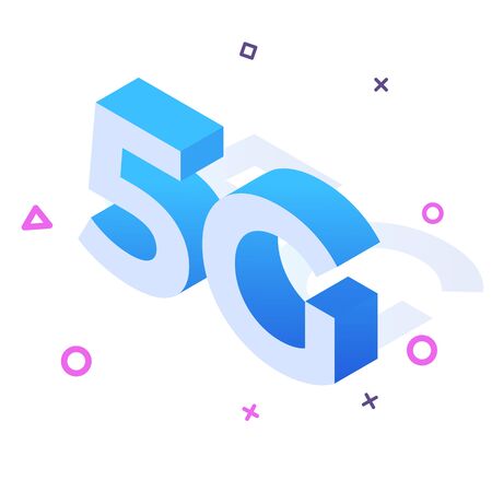 5G network wireless systems, High-speed mobile Internet isometric concept. Vector illustrationのイラスト素材