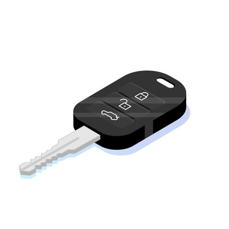 Car key security isometric icon.  Vector illustration in flat style.のイラスト素材
