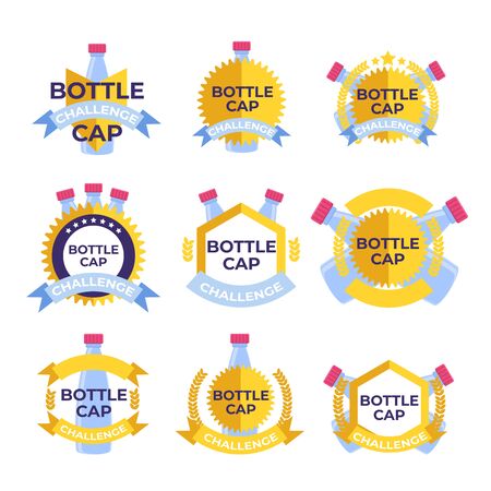 Bottle cap challenge logo. Vector flat style illustrationのイラスト素材