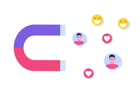 Influencer  digital marketing concept,  engaging with followers, social campaign. Vector...