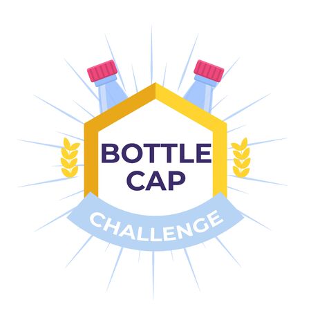 Bottle cap challenge logo. Vector flat style illustrationのイラスト素材