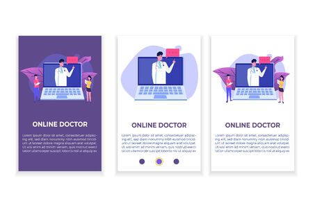 Medical service,  app page screen. Doctor online concept. Vector illustration.のイラスト素材