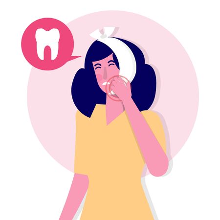Toothache. Caries. Severe pain in the teeth. Vector illustrationのイラスト素材