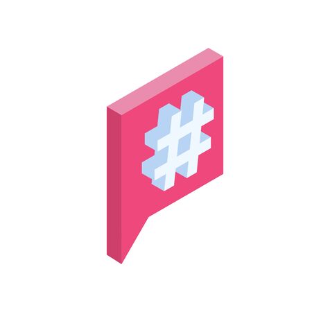 Hashtag sign isometric icon. Vector illustration.のイラスト素材