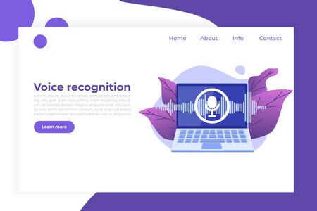 Voice recognition search on laptop. Vector illustration.のイラスト素材