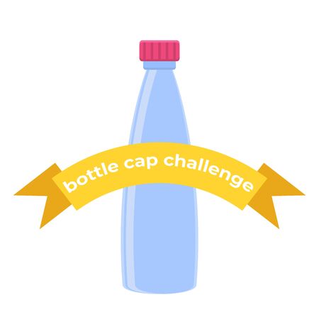 Bottle cap challenge. Vector flat style illustrationのイラスト素材