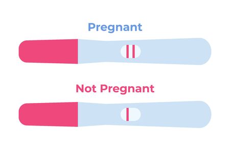 Pregnancy test positive, negative 2 lines. Vector  illustration.のイラスト素材