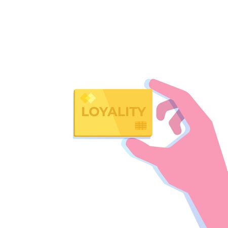 Loyalty card program in hand. Vector illustration.のイラスト素材