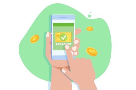 Transaction approved, financial transactions,  non-cash payment, monetary currency, payment NFC  concept.  Vector illustration.のイラスト素材