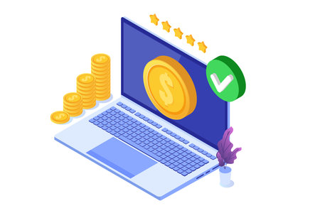 Transaction approved, financial transactions,  non-cash payment, monetary currency, payment NFC  isometric concept.  Vector illustration.のイラスト素材