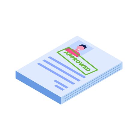 Job application Approved document paper. Vector isometric illustrationのイラスト素材