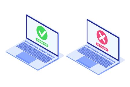 Payment error and approved concept. Vector isometric illustration.のイラスト素材
