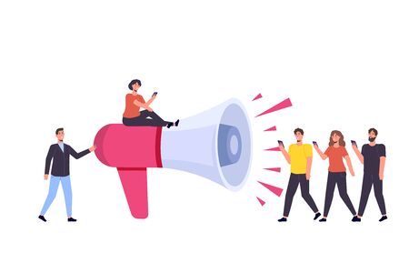 Referral marketing. Refer a friend  illustration concept. Can use for landing page, mobile app.のイラスト素材
