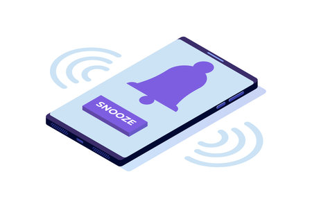 Smart phone alarm clock with snooze button. Isometric Vector illustration.のイラスト素材