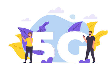 5G network wireless systems, High-speed mobile Internet concept. Vector illustrationのイラスト素材