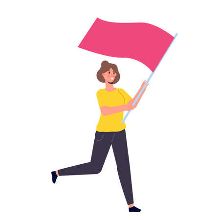 Human running with a flag. Vector illustrationのイラスト素材