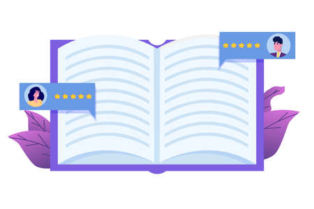 Book review, Reading club concept. Vector illustrationのイラスト素材