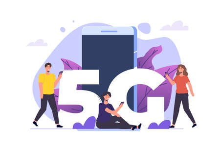 5G network wireless systems, High-speed mobile Internet concept. Vector illustrationのイラスト素材