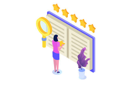 Book review, Reading club concept. Vector illustrationのイラスト素材