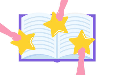 Book review, Reading club concept. Vector illustrationのイラスト素材