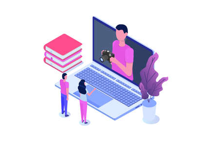 Photography courses or class, tutorials, workshops concept. Vector illustrationのイラスト素材