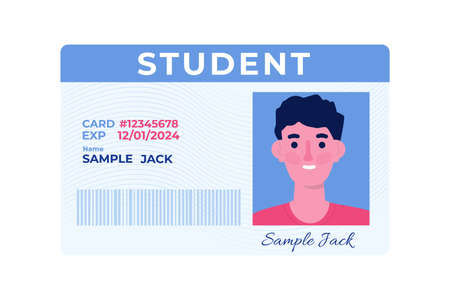 School, Student id card with photo. Vector illustration.のイラスト素材
