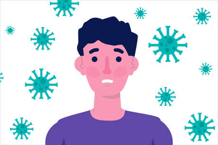 COVID-19 corona virus concept with character. Vector illustration.のイラスト素材