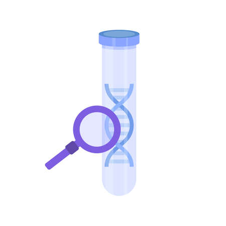 DNA test, Genetic testing, Lab research concept. Vector flat illustrationのイラスト素材