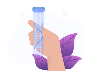 DNA test, Genetic testing, Lab research concept. Vector flat illustrationのイラスト素材