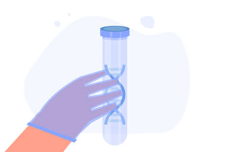 DNA test, Genetic testing, Lab research concept. Vector flat illustrationのイラスト素材