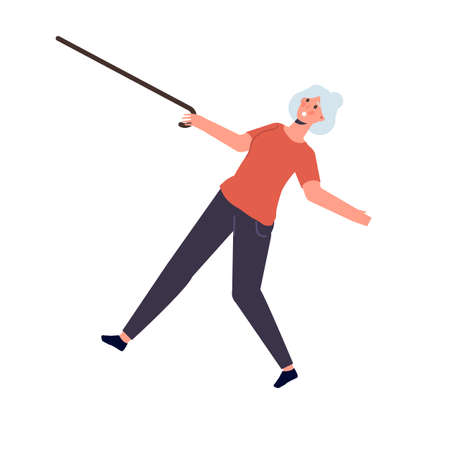 Falling Elderly People concept. Vector illustration in cartoon styleのイラスト素材